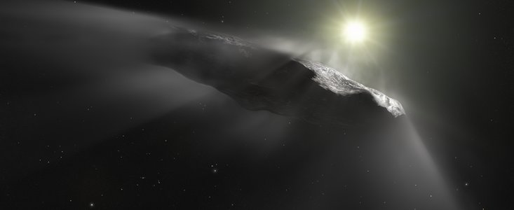 Rappresentazione artistica dell'asteroide interstellare `Oumuamua