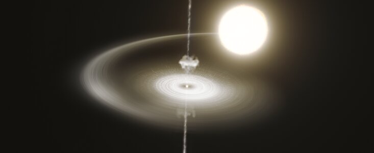 Rappresentazione artistica della pulsar PSR J1023+0038