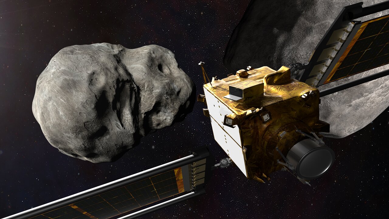 DART space probe and binary asteroid system