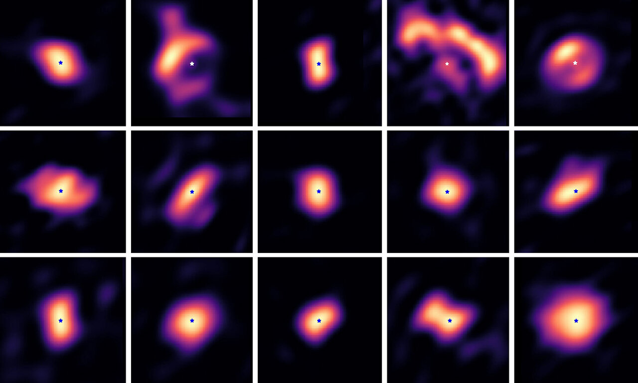 Images of planet-forming discs around 15 young stars obtained with PIONIER at the VLTI.
