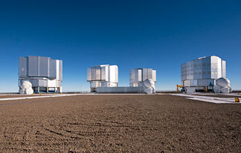 Se combina por primera vez la luz de los cuatro Telescopios Unitarios del VLT
