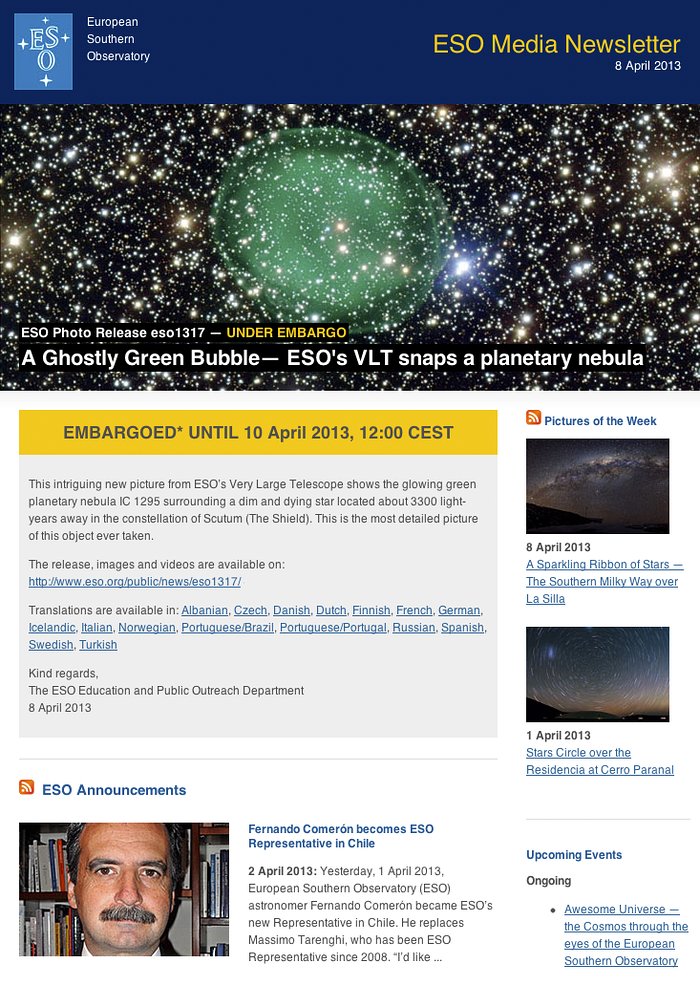 ESO Media Newsletter — 8 April 2013