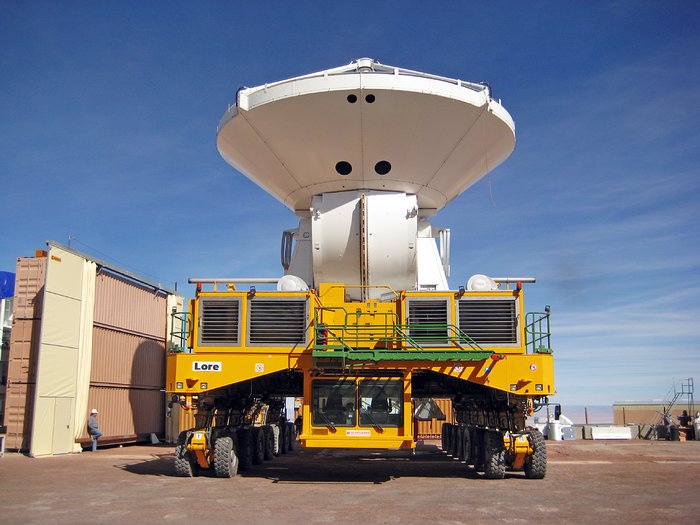 A European ALMA antenna takes a ride on a transporter