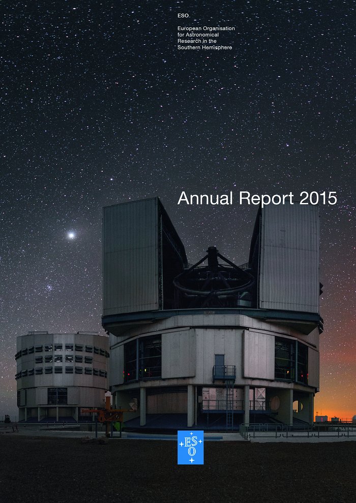 Copertina del report annuale dell'ESO per il 2015