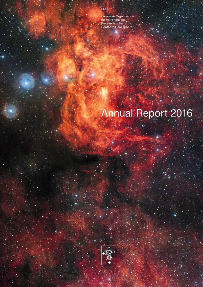 Copertina del report annuale dell'ESO per il 2016