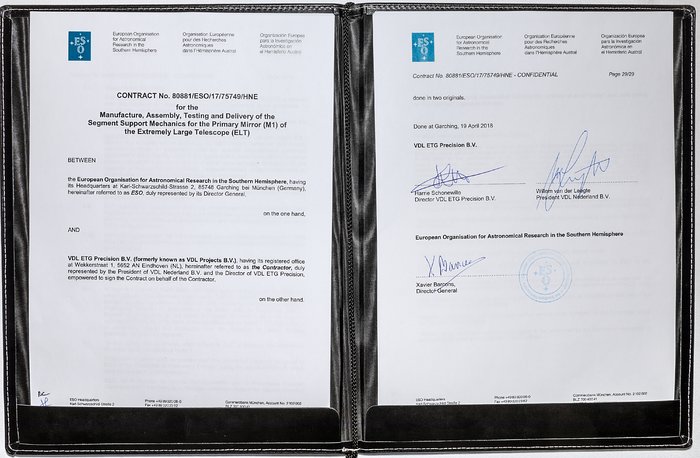 Vertrag für die Trägerstruktur des ELT M1 unterzeichnet