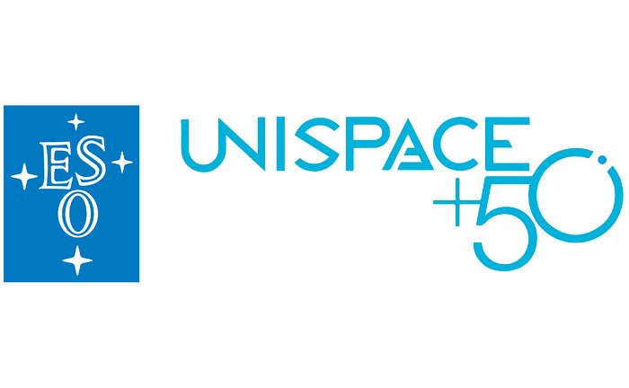 Imagem composta dos logotipos do ESO e da UNISPACE+50