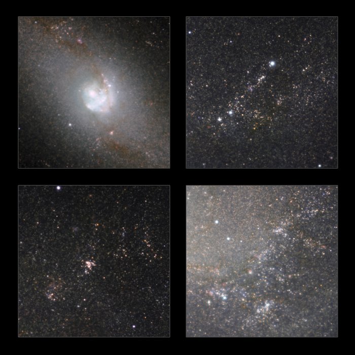 Highlights of the HAWK-I infrared image of Messier 83