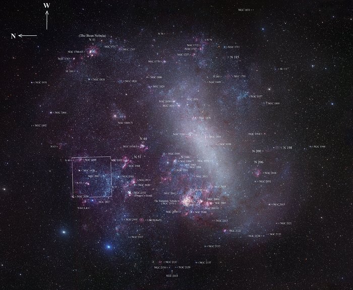 The entire Large Magellanic Cloud with annotations