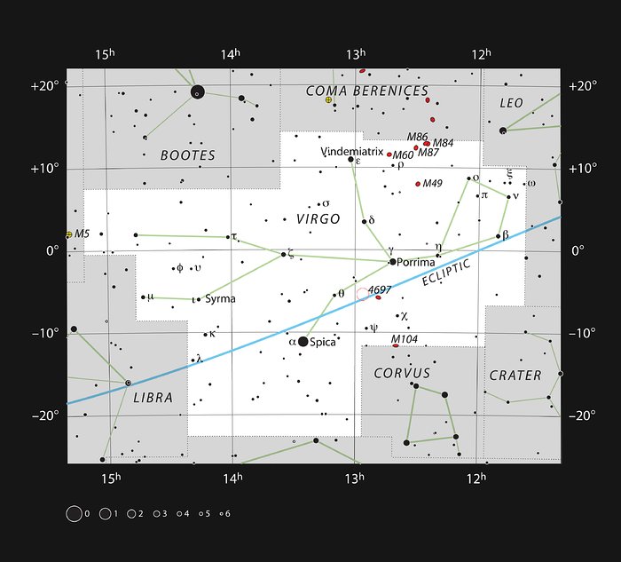 Posición del cuásar 3C 279 en la constelación de Virgo