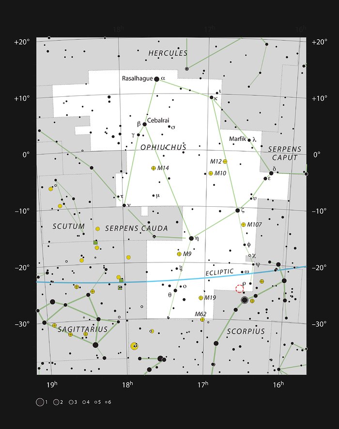 IRAS 16293-2422 dans la constellation d'Ophiuchus