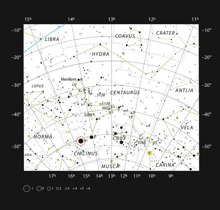 Alfa Centauri w konstelacji Centaura