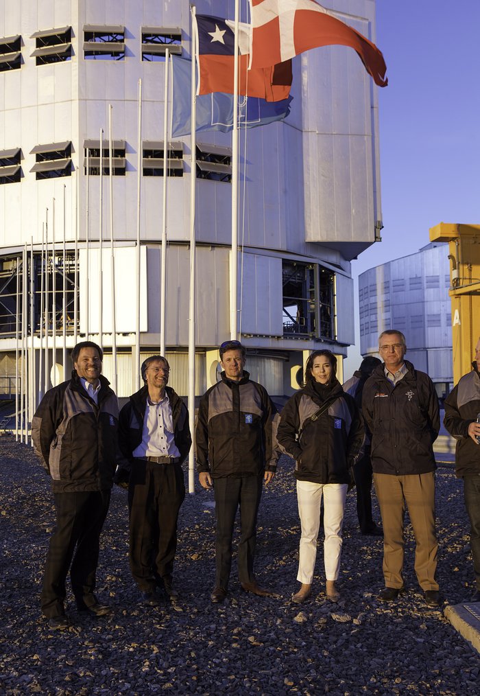 The Crown Prince Couple of Denmark on the platform of ESO's Very Large Telescope