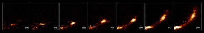 Billeder af gassky, der bliver revet i stykker af det supertunge sorte hul i galaksens centrum