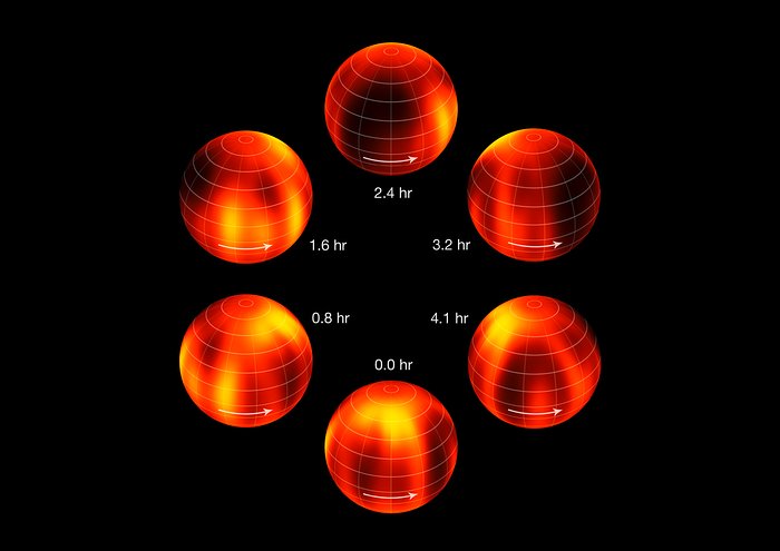 Luhman 16B:n pintakartta, joka on valmistettu VLT-teleskoopin havainnoista (merkinnöin)