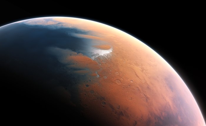 Rappresentazione artistica di come poteva apparire Marte quattro miliardi di anni fa