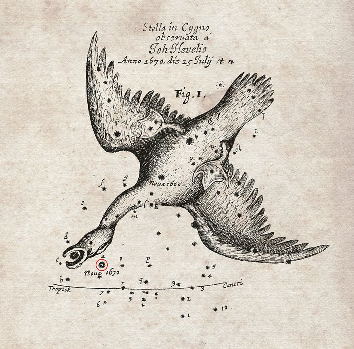 Die Nova, die 1670 von Hevelius aufgezeichnet wurde