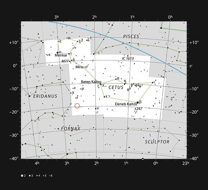 De ster HIP 11915 in het sterrenbeeld Walvis