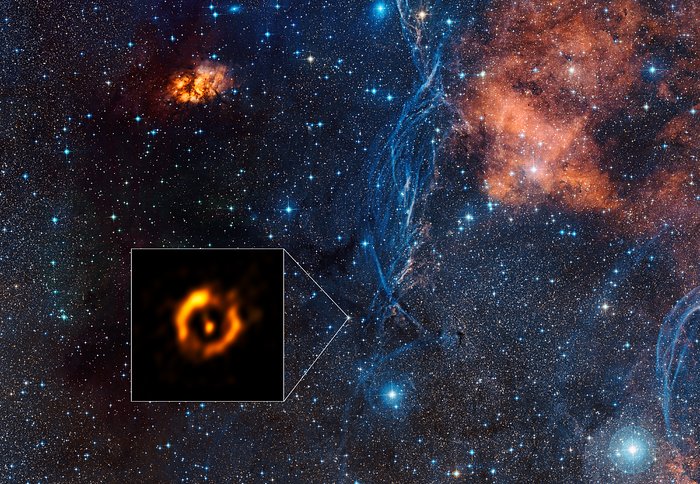El polvoriento anillo que rodea a la estrella doble evolucionada IRAS 08544-4431