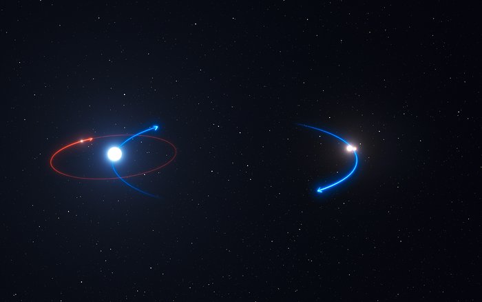 Les orbites de la planète et des étoiles formant le système HD 131399