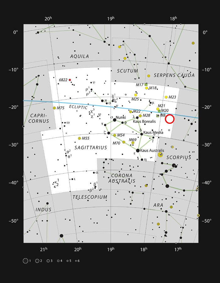 The location of the star cluster Terzan 5