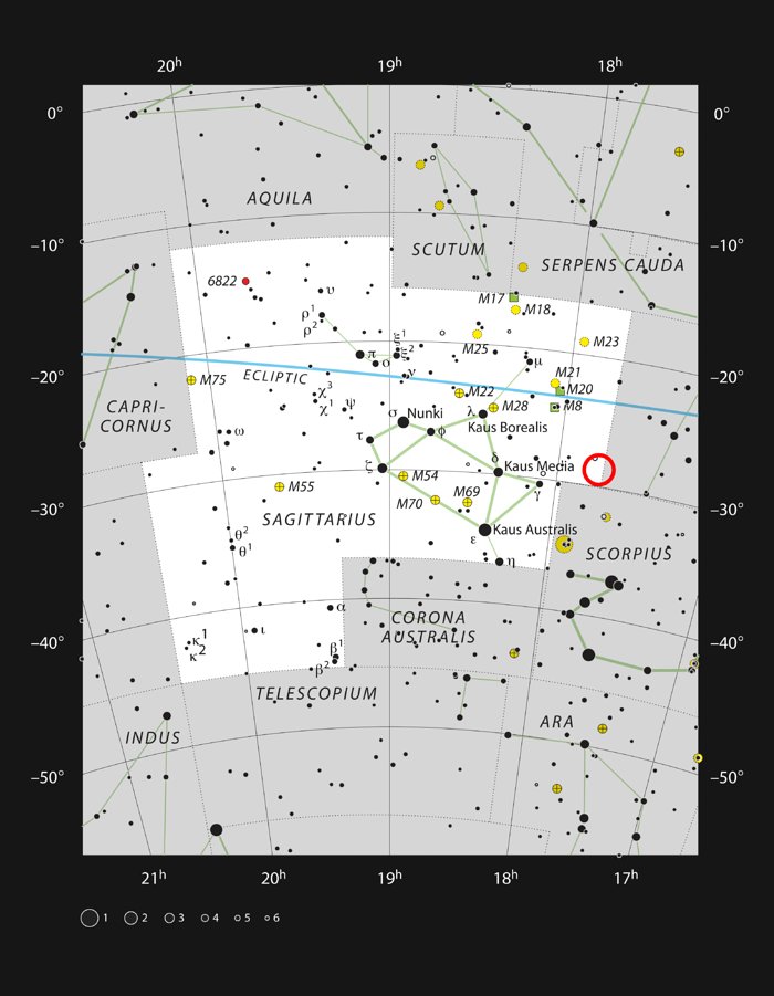 Estrellas RR Lyrae en la constelación de Sagitario