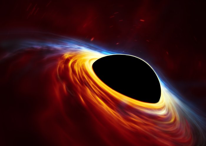Illustration af supertungt sort hul med en flået stjerne