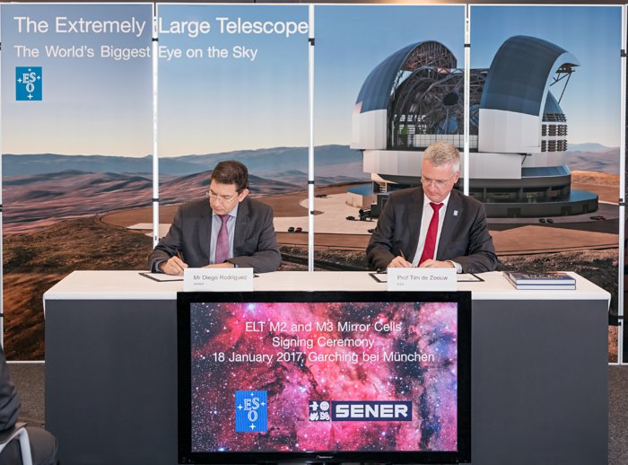 Podpis kontraktu se skupinou SENER na dodávku podpůrných systémů zrcadel M2 a M3 dalekohledu ELT