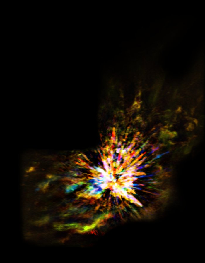 Imagem ALMA de um evento explosivo em Orion