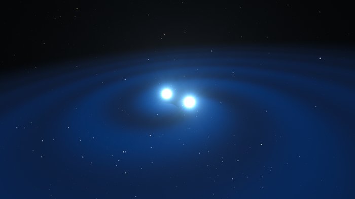 Sammansmältande neutronstjärnor (illustration)