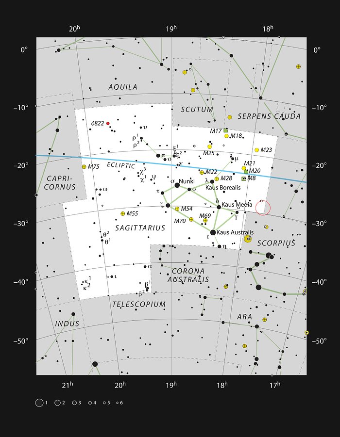 Sagittarius A* i stjärnbilden Skytten