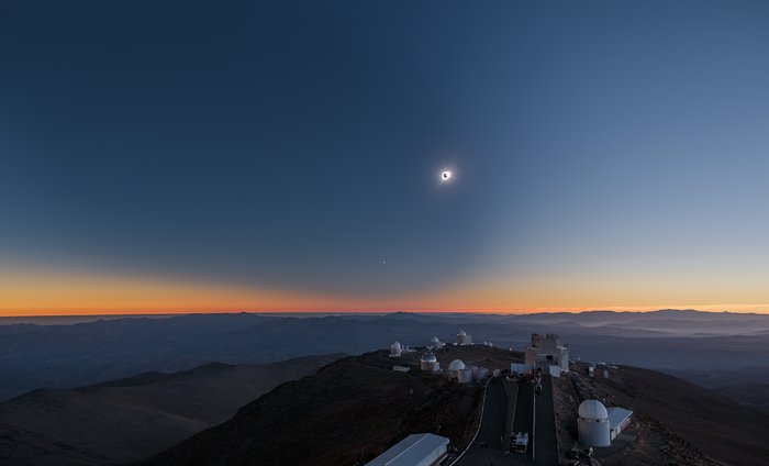 O Sol durante a totalidade no Observatório de La Silla