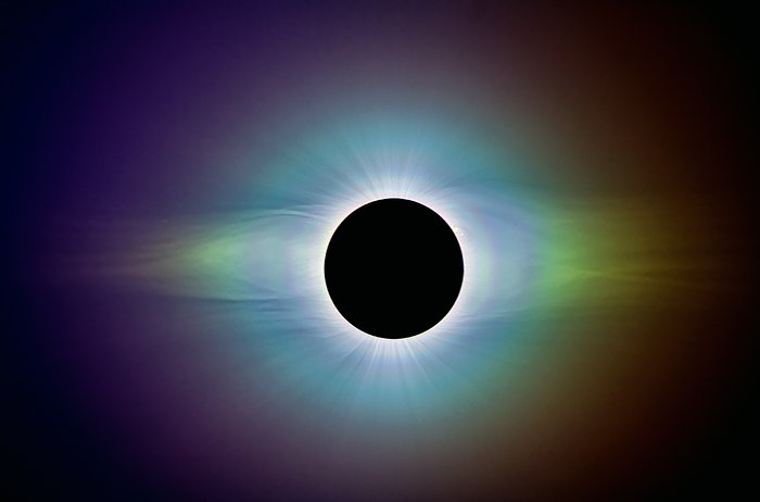 Corona solar polarizada durante el eclipse solar total La Silla 2019