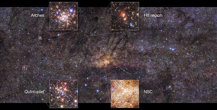 Detaljer i HAWK-I:s vy av Vintergatans centrum