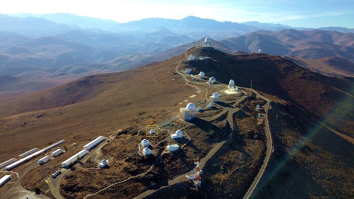 Umístění dalekohledu TBT2 na Observatoři La Silla