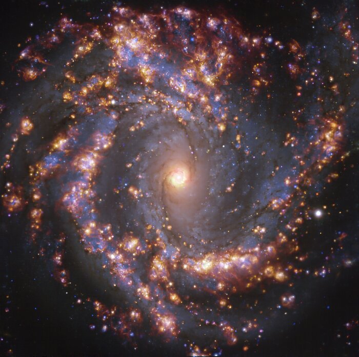 NGC 4303 op verschillende golflengten, zoals waargenomen met het MUSE-instrument van ESO’s VLT