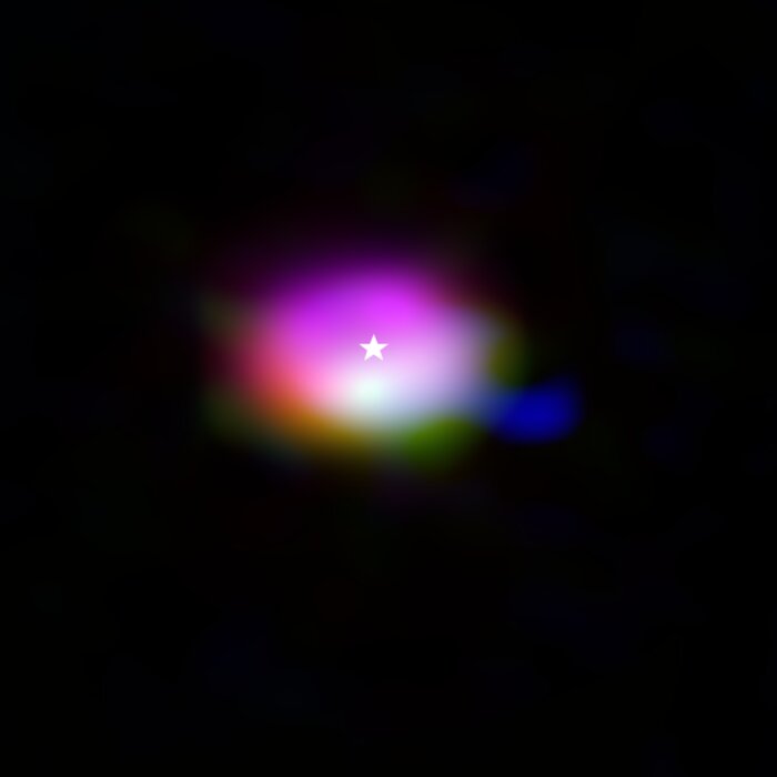 Molecole nel disco che circonda la stella IRS 48 (immagine composita)