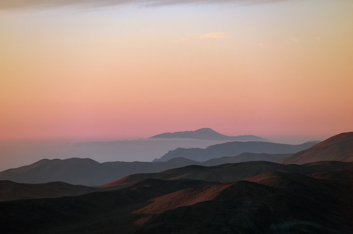 Chilean landscape with pinky skies