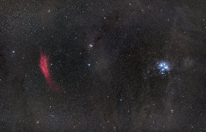 California nebula and the Pleiades