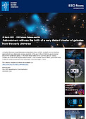 ESO — Tähtitieteilijät ovat havainneet varhaisen maailmankaikkeuden kaukaisen galaksijoukon syntymää — Science Release eso2304fi
