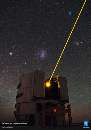 Poster: VLT's Laser and the Magellanic Clouds