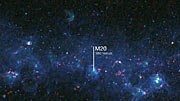 Annotated pan along part of the Galactic Plane as seen by the ATLASGAL survey