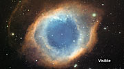An infrared/visible light comparison of views of the Helix Nebula