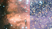 Confronto dell'immagine di NGC 6357 ottenuta da VISTA con un'immagine in luce visibile