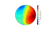 Simulation numérique des températures de surface possible sur Proxima b (rotation synchrone)