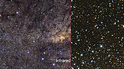 La región central de la Vía Láctea en luz visible y en infrarrojo cercano