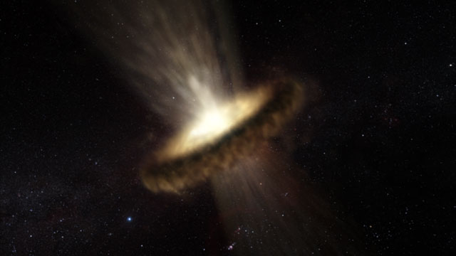 Outflow from active galaxy NGC 3783 (artist’s impression)