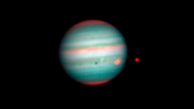 MUSE-video van de overgang van Europa over de schijf van Jupiter