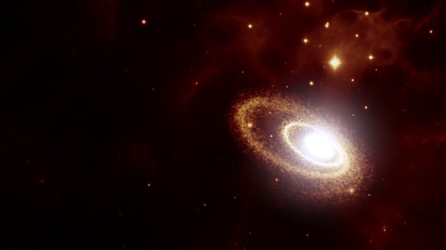 Un buco nero in rapida rotazione distrugge una stella (rappresentazione artistica)