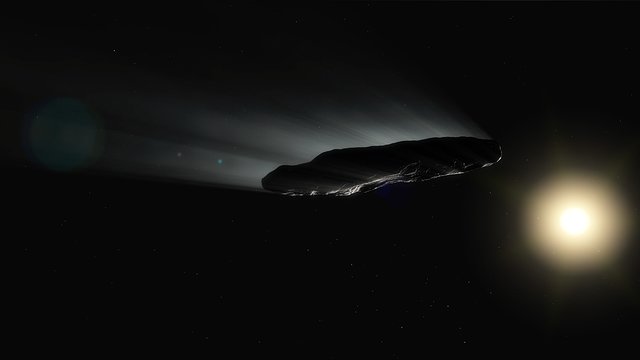 Animação da desgaseificação  e rotação do `Oumuamua